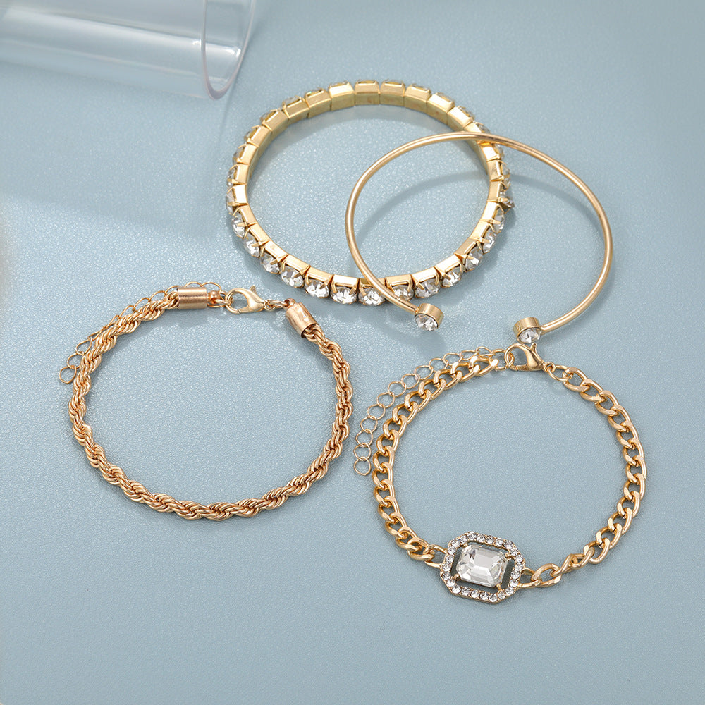 Mode sieraden 4 pc's kristallen armband set Boheems ontwerp voor vrouwen vintage luxe gedraaide manchetketens armband sieraden accessoires