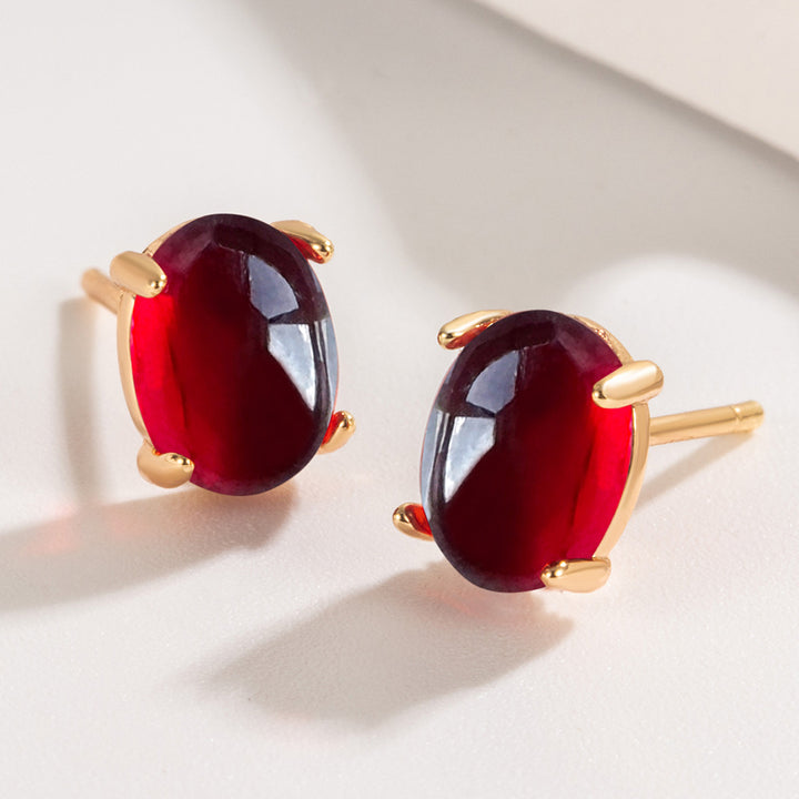 Red Oval Earrings Female Special-interest Design