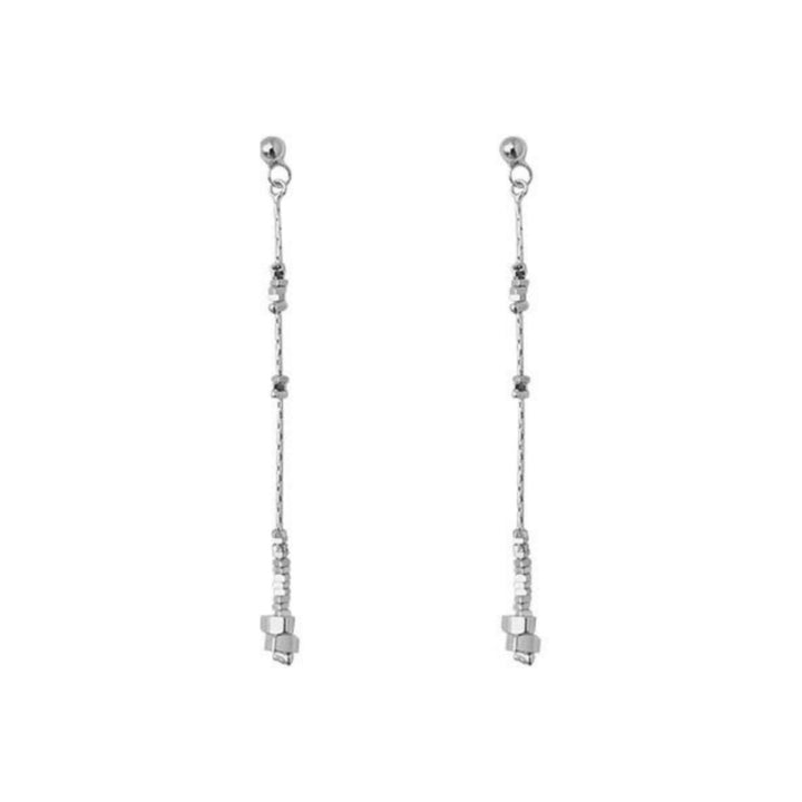 Cold Small Pieces Of Silver Long Tassel Earrings