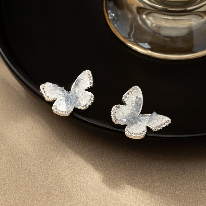 Modna biżuteria Blue Crystal Butterfly Naszyjnik żeński gradientowy kryształ