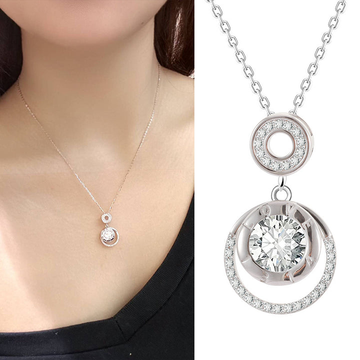 S925 Sterling Silver Love Diamond-studded Necklace Fashion Personality