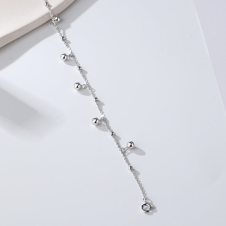 S925 Sterling Silver Beads Anklet para mujeres brillantes y simples