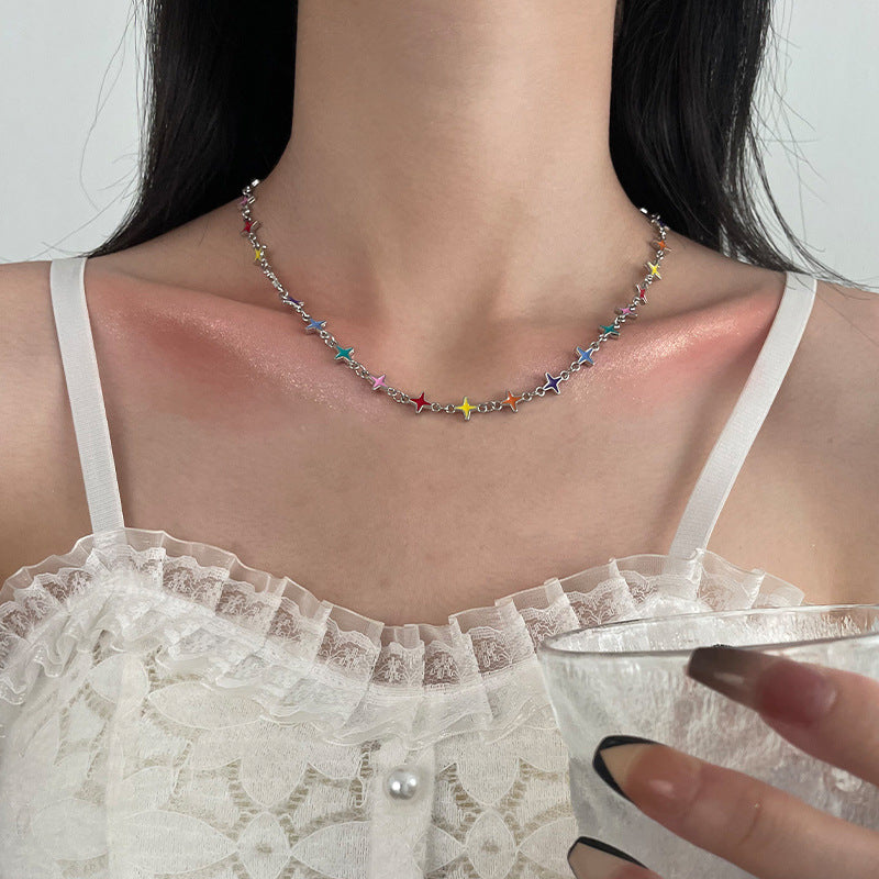 Bunte Öl Halskette Xingx Cross Halskette