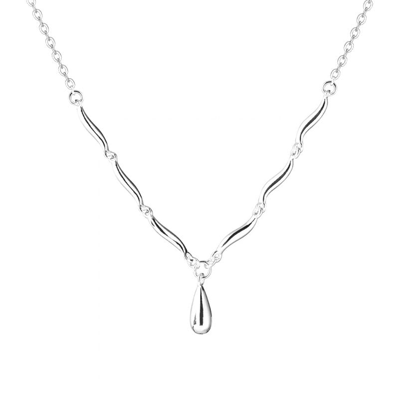 Women's Sterling Silver Water Drop Wave Necklace Special-interest Design