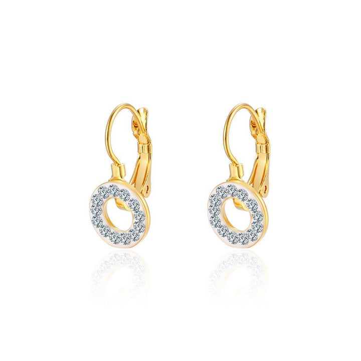 Fashion And Fully-jewelled Gold Eardrops Titanium Steel