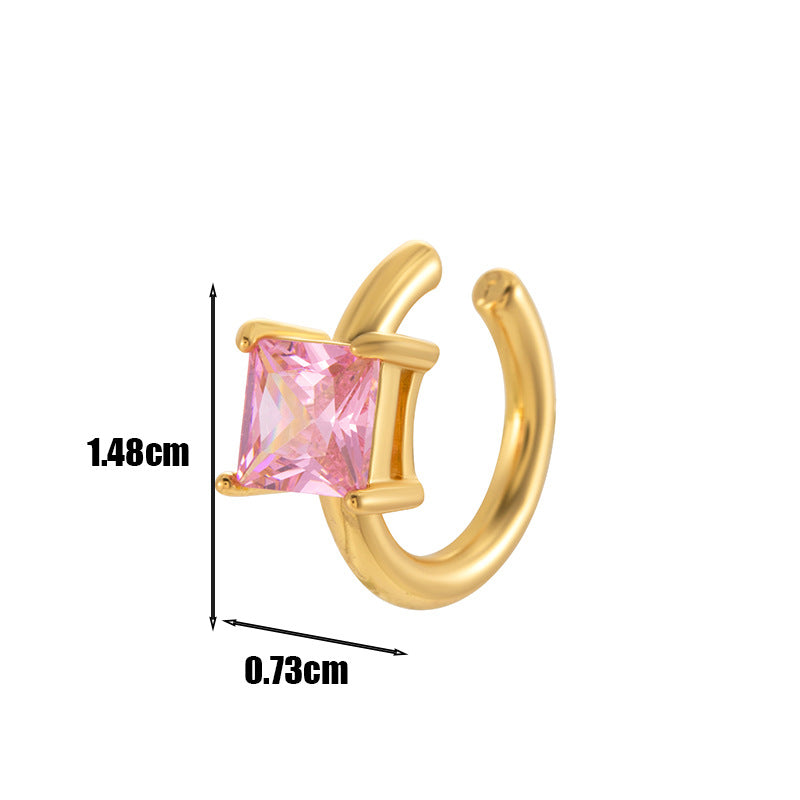 Clip d'oreille de cartilage en U Square Zircon