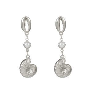 Fashion Diamond Starfish Shell  Pearl Earrings
