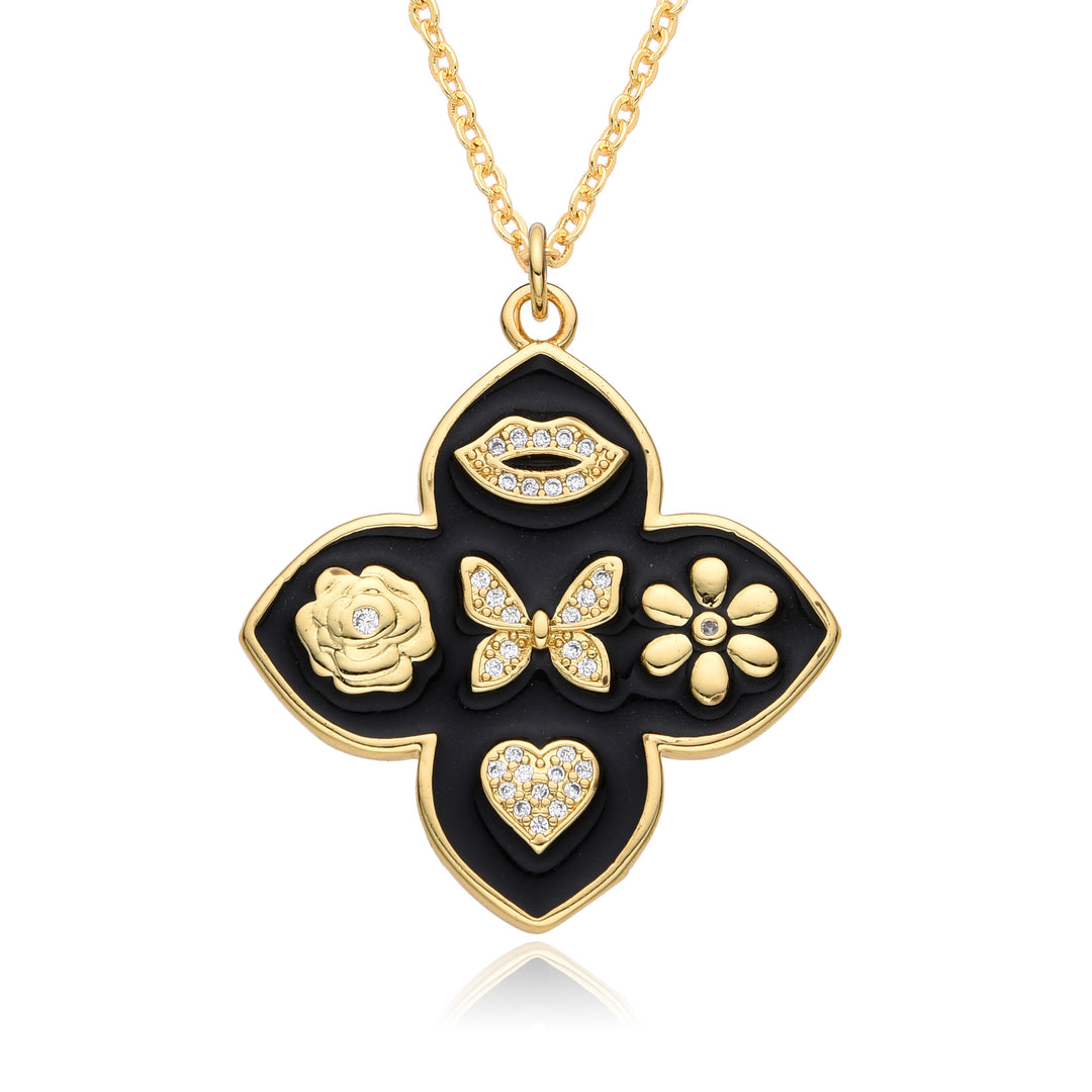 Flower Ornament Fashion Trend Micro-inlaid Drip Necklace