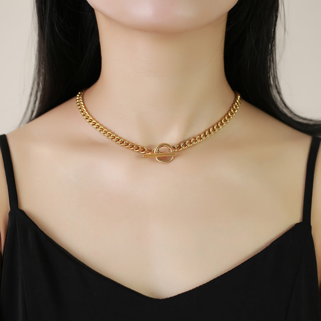 Collier de chaîne de broyage en acier inoxydable Gold Chain de clavicule pour femmes