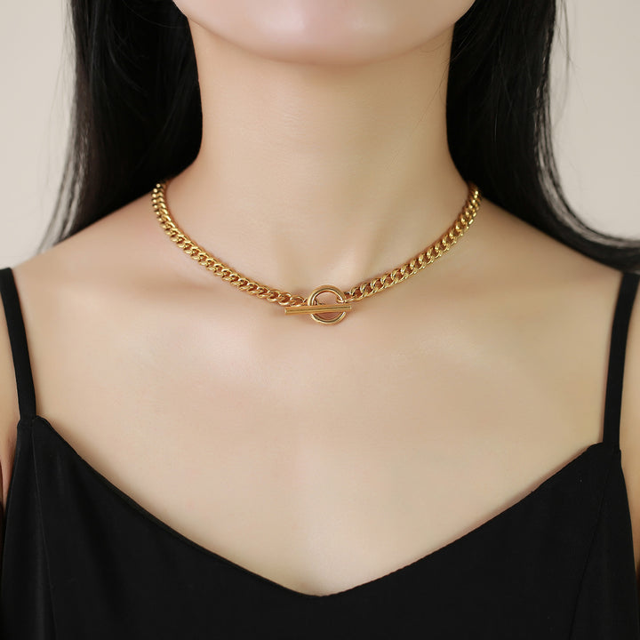 Collier de chaîne de broyage en acier inoxydable Gold Chain de clavicule pour femmes
