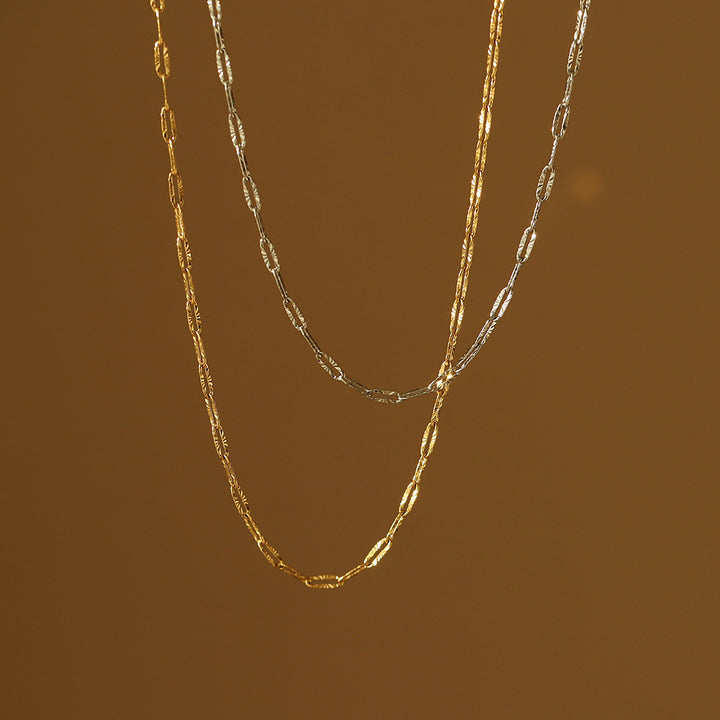 Cadena de clavícula de rehicolte de color de oro con acero titanio chapado en el color