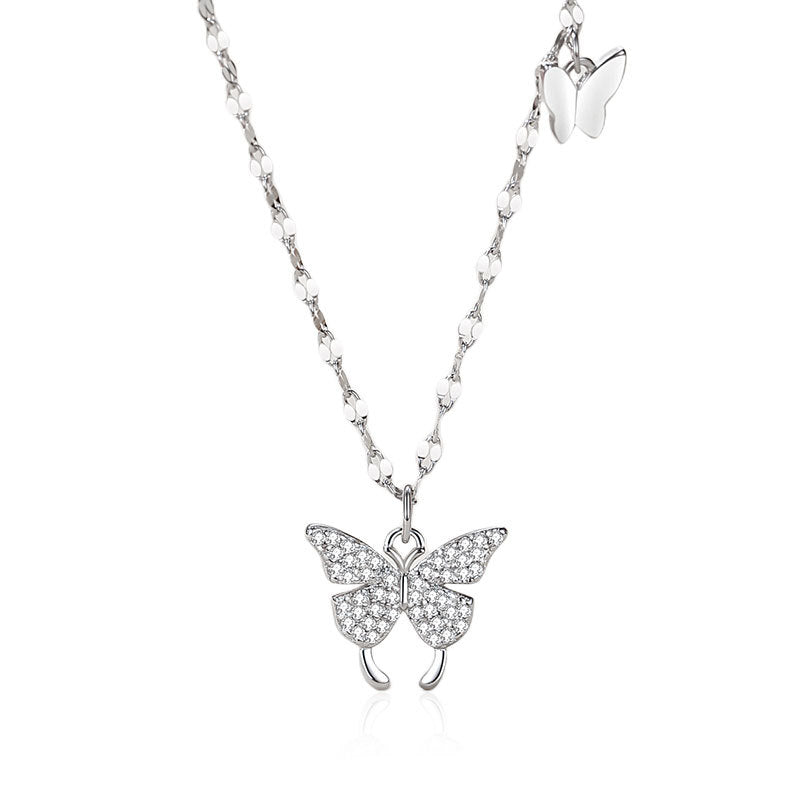 Pure Silver 999 Butterfly Sterling Silver Colier de lux accesibil stil de modă de lux