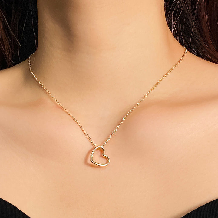 Double-layer Necklace Creative Simple Peach Heart Pearl