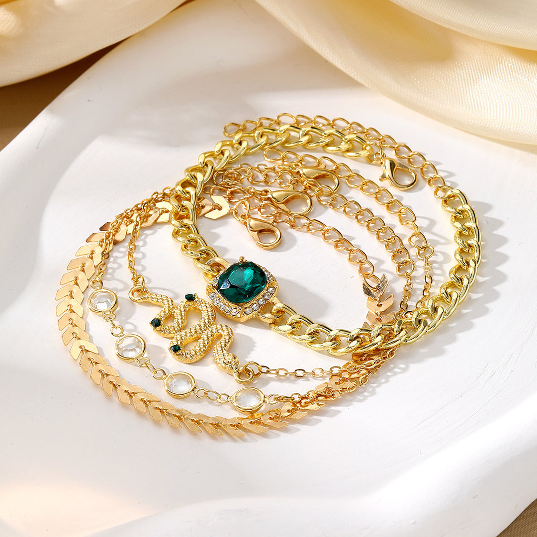 Emerald Square Diamond Bracelet Niche Snake-vormig
