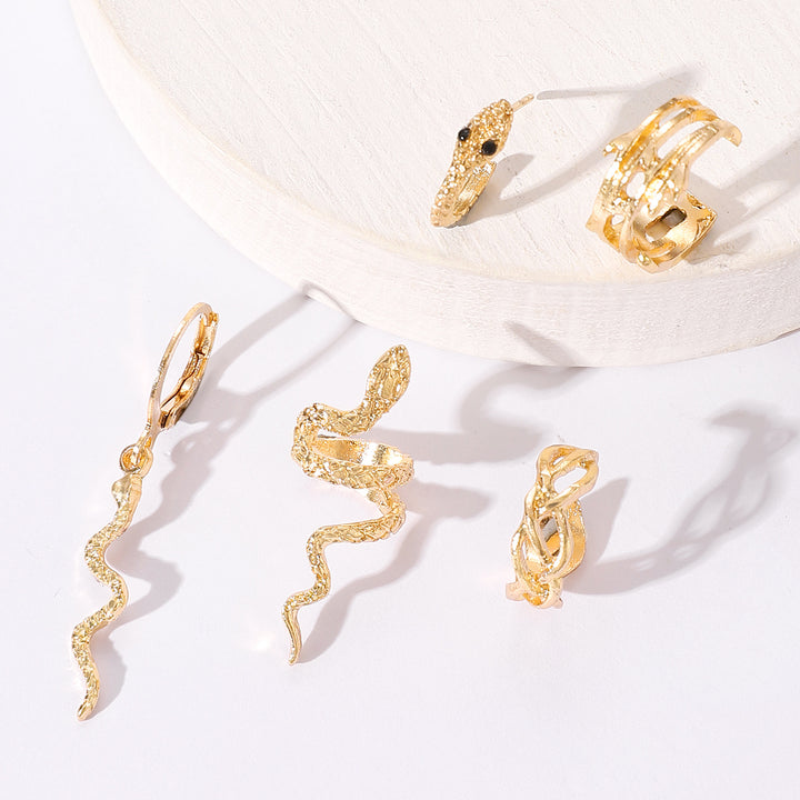 Moda basit yılan yaprağı beş parçalı kulak klip