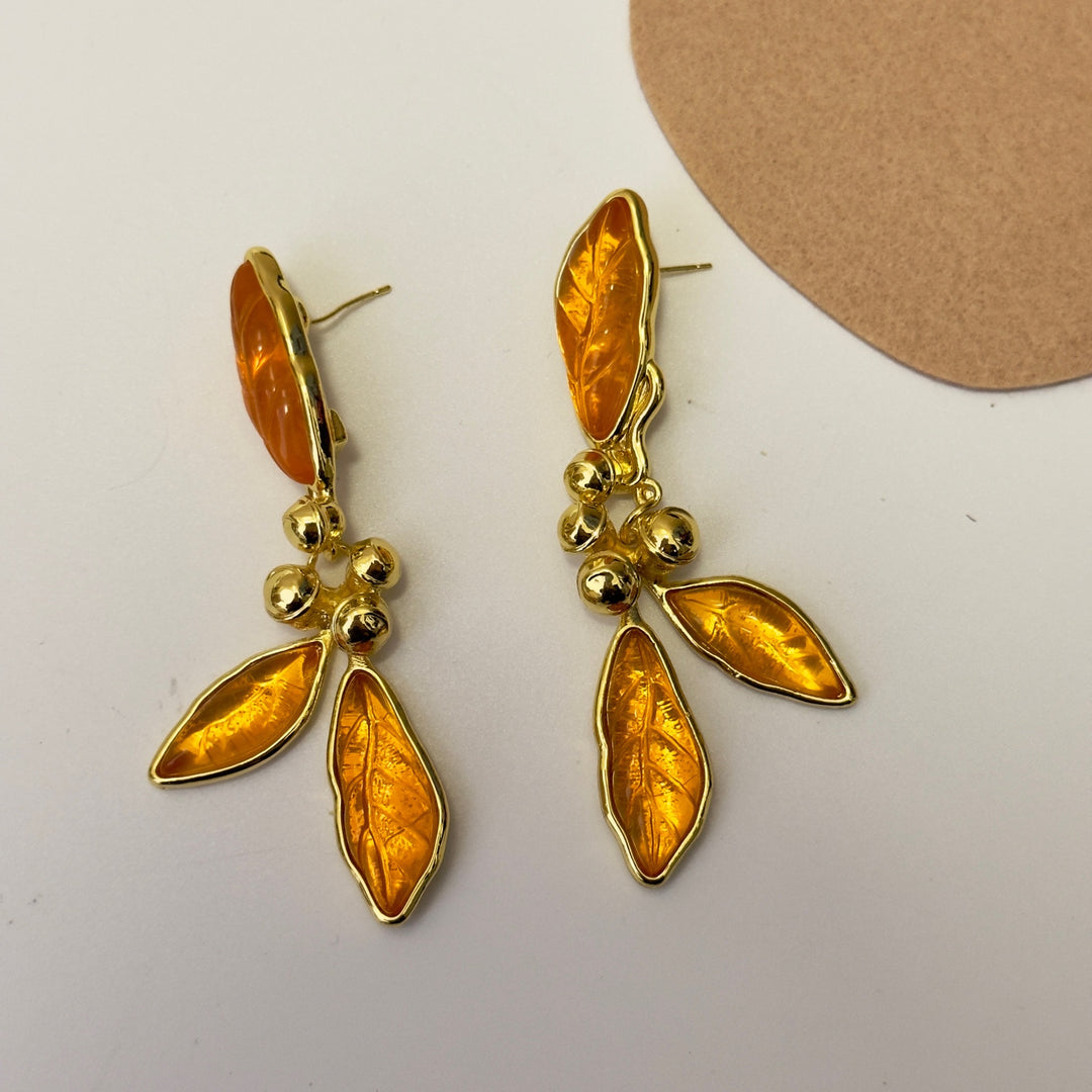 Niche Retro Exaggerated Transparent Leaf Earrings Personalized Fashionable Earrings