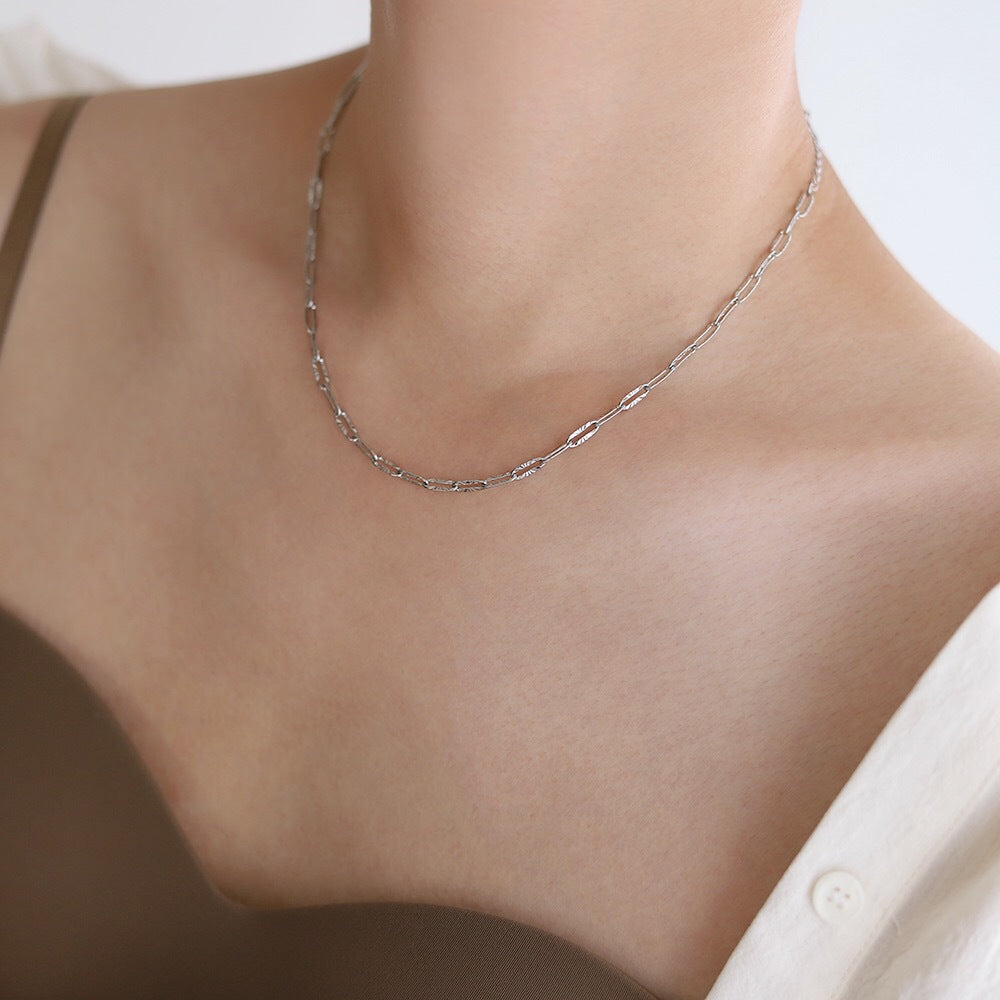 Titanium Steel Plated 18K Gold Stacked Color-retaining Clavicle Chain