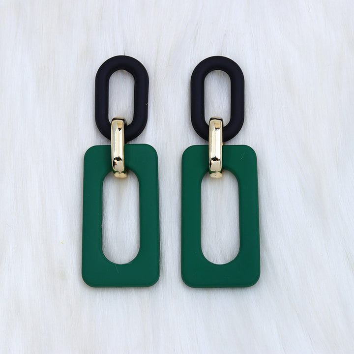 Pendientes acrílicos de costura rectangular hueco retro retro