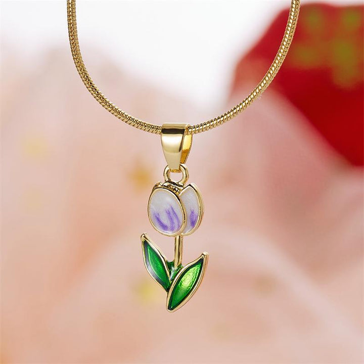 Pulseira de colar de óleo de tulipa de flor romântica