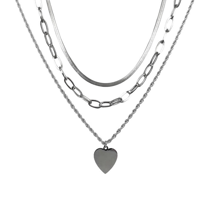 Titanium Steel Multi-layer Twin Heart Necklace