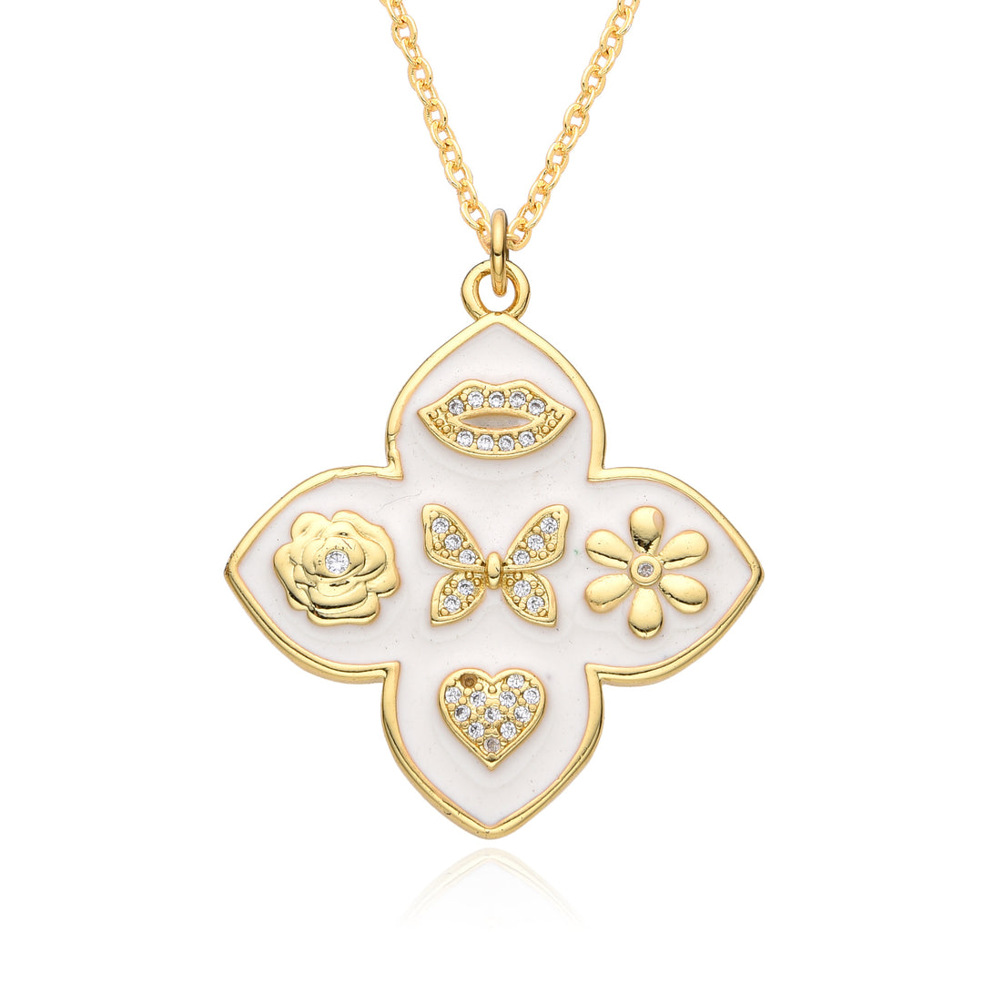 Flower Ornament Fashion Trend Micro-inlaid Drip Necklace