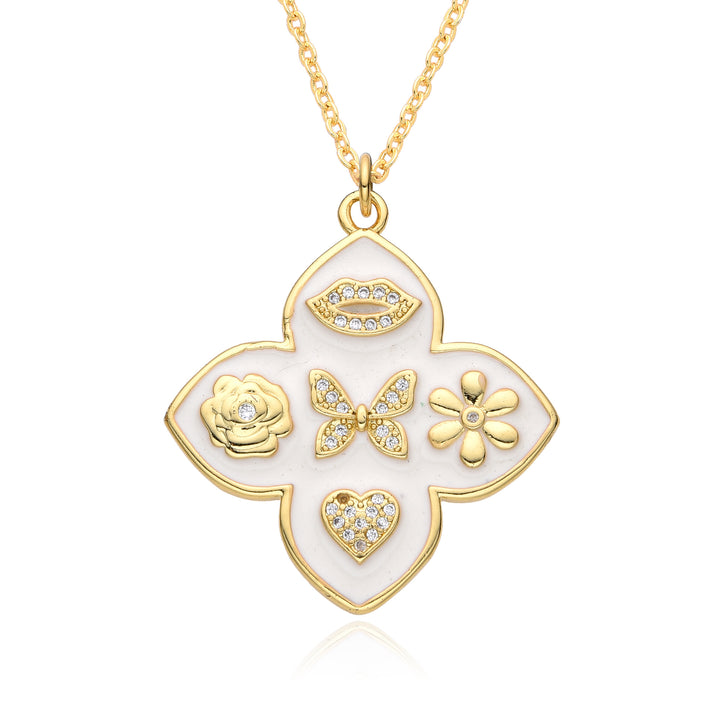 Flower Ornament Fashion Trend Micro-inlaid Drip Necklace