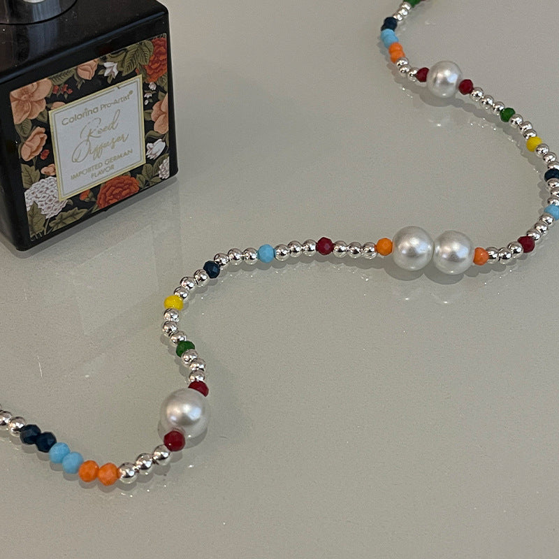 Colorful Beaded Stitching Pearl Necklace