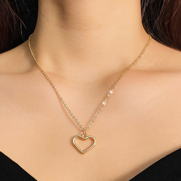 Double-layer Necklace Creative Simple Peach Heart Pearl