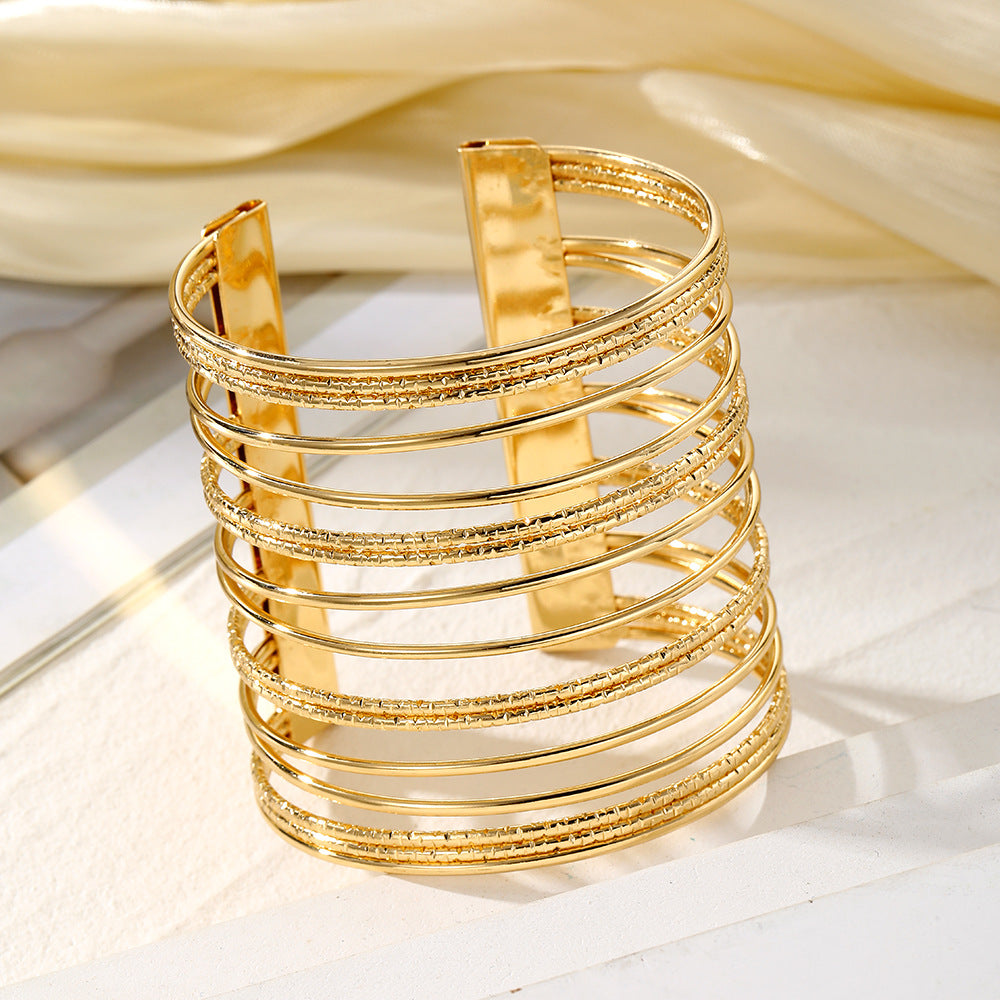 Fashion Exaggerated Multi-layer Frosted Open-end Bracelet