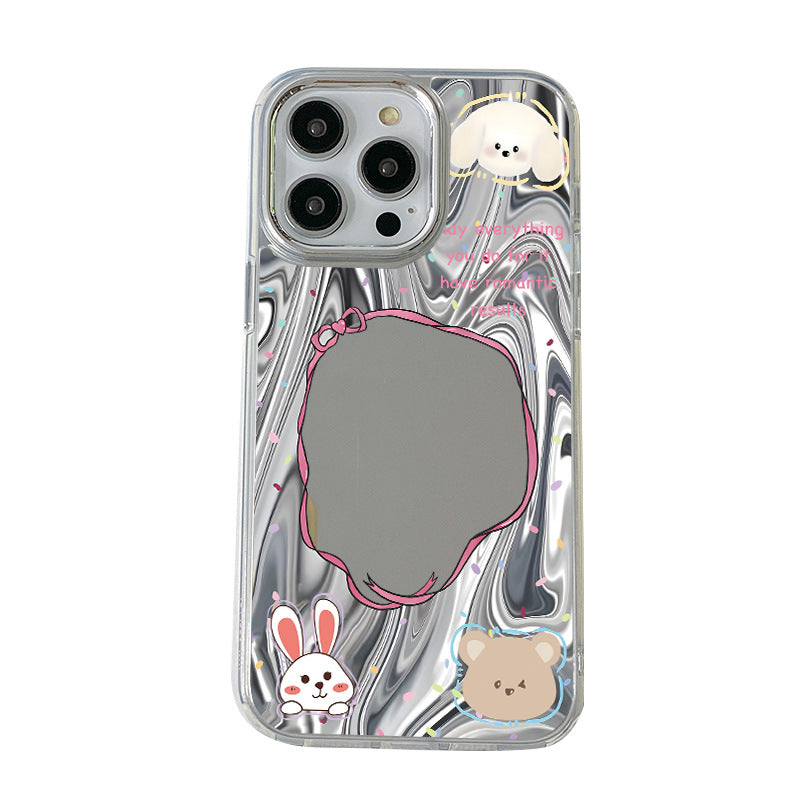 ПЭТ зеркало телефона Корпус Симпатичная защитная обложка кролика