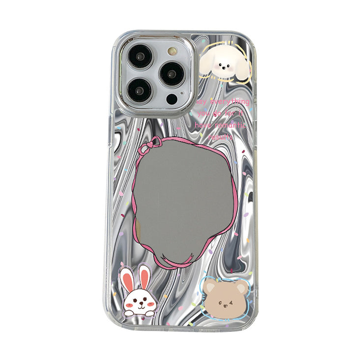 ペットミラー電話ケースかわいいウサギ保護カバー