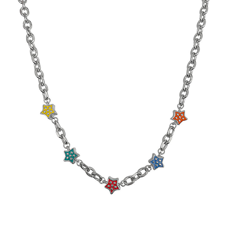 Colorful Oil Necklace Five-pointed Star Necklace For Women Light Luxury
