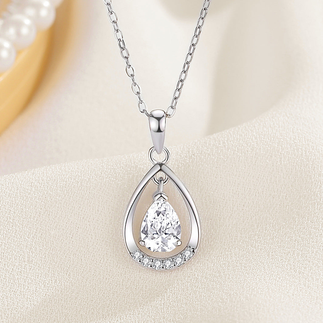 925 Sterling Silver Necklace Female Angel Tears Necklace Fashion Drop-shaped