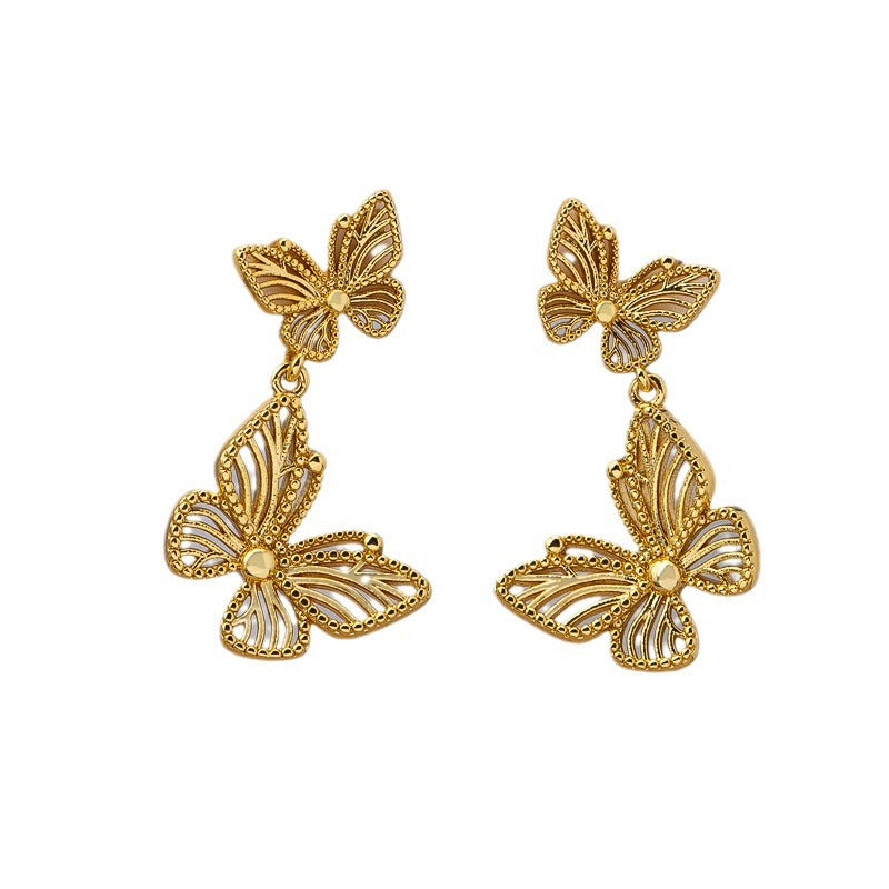 Hopeaneula Butterfly Hollow Ear Stud Retro