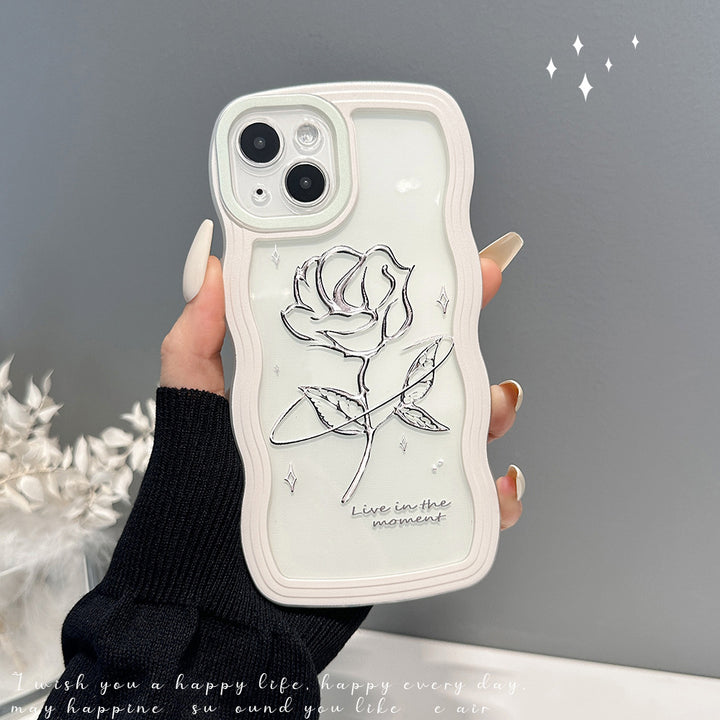 Carcasă de telefon transparent trandafir all-inclusive cu undă mare silicon carcasă moale