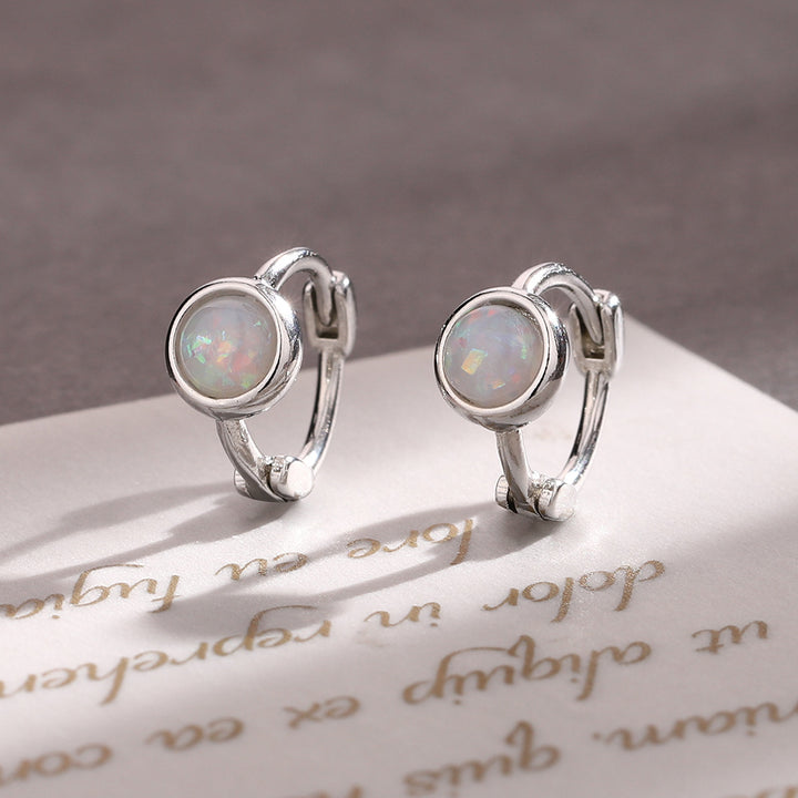 Color sintético Opal Stone Ear anillo de moda redonda Mujeres