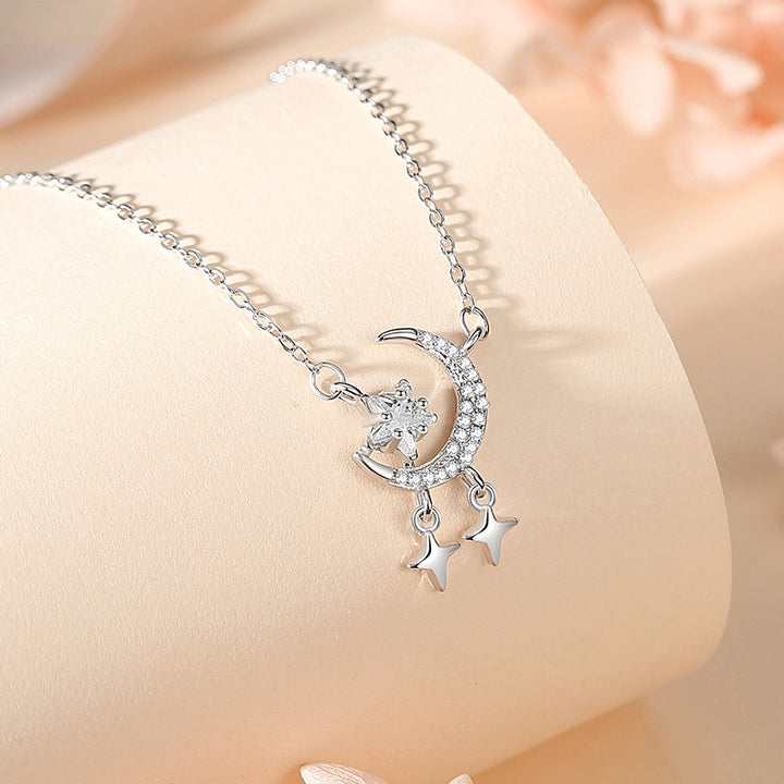 Necklace Female Star Moon Zircon Sterling Silver S925 Silver