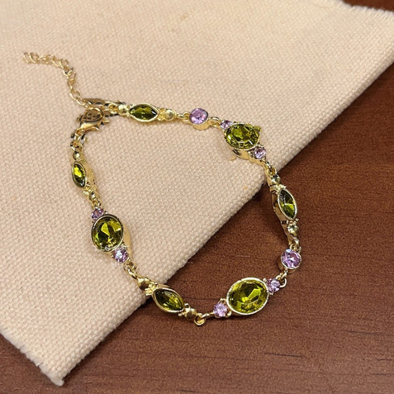 Bracelet de strass vertes exquis des femmes