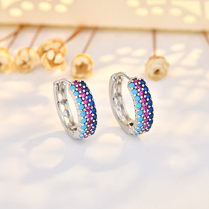 Color Zircon Earrings Micro-inlaid Geometry