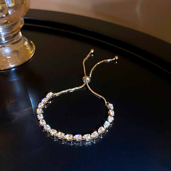 Модный сияющий полный бриллиантный браслет для женщин регулируется