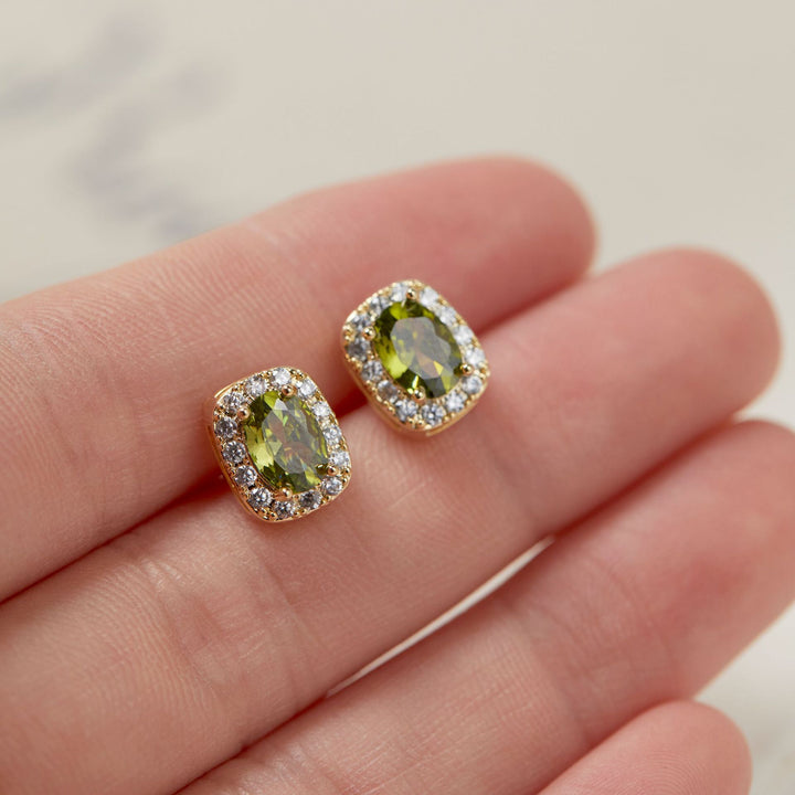 Olive Green Gemstone Earrings Female Niche