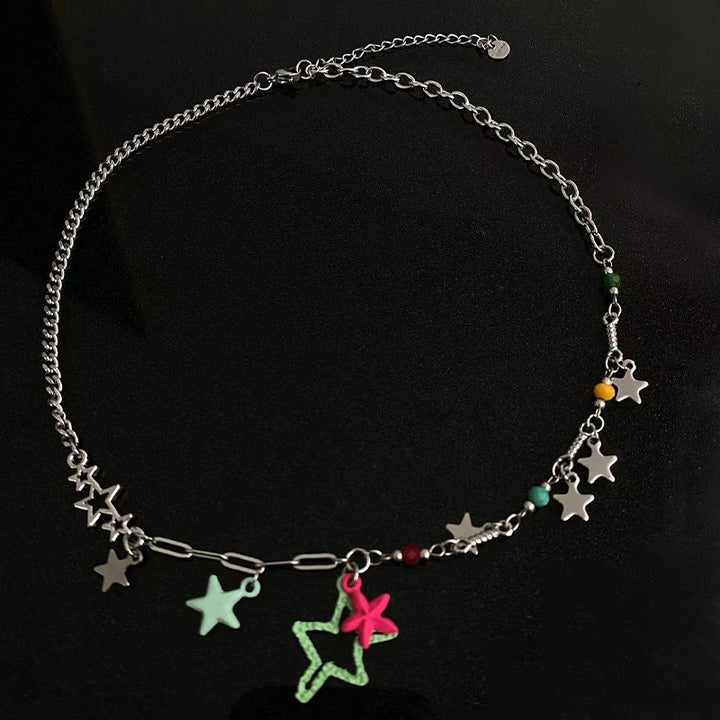 Color Five-pointed Star Necklace Design Sense