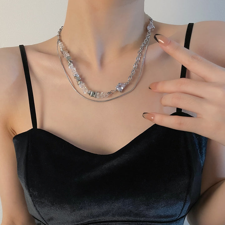 Nischendesign-Kristallnähte Doppelschicht-Halskette