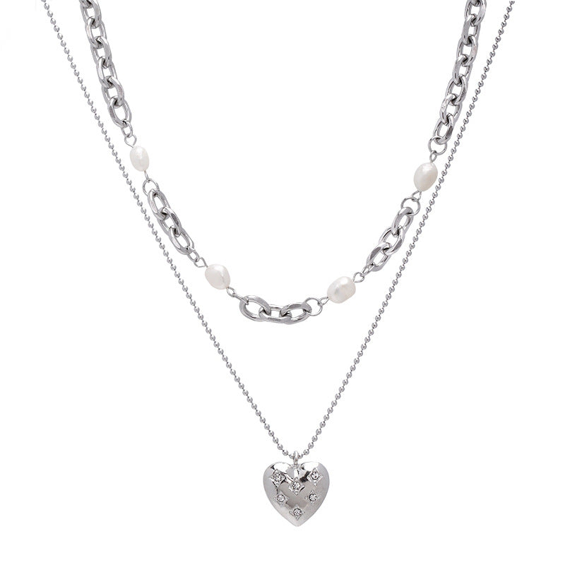 Sweet Cool Heart-shaped Multi-part Pearl Necklace