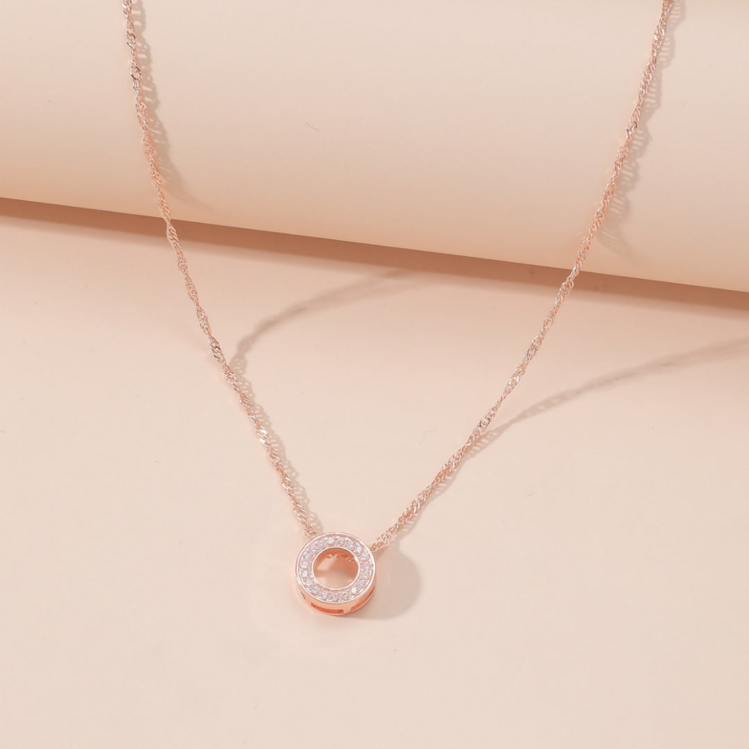 Micro Inlaid Zircon Geometric Ring Necklace Women's Fashion