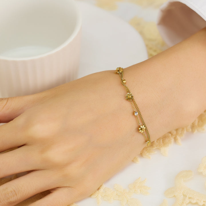 Roestvrijstalen armband 18k gouden diamant