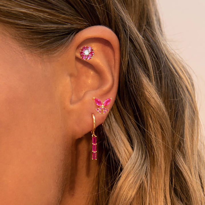 Géométrie Rectangle des boucles d'oreilles en zircon convient aux femmes