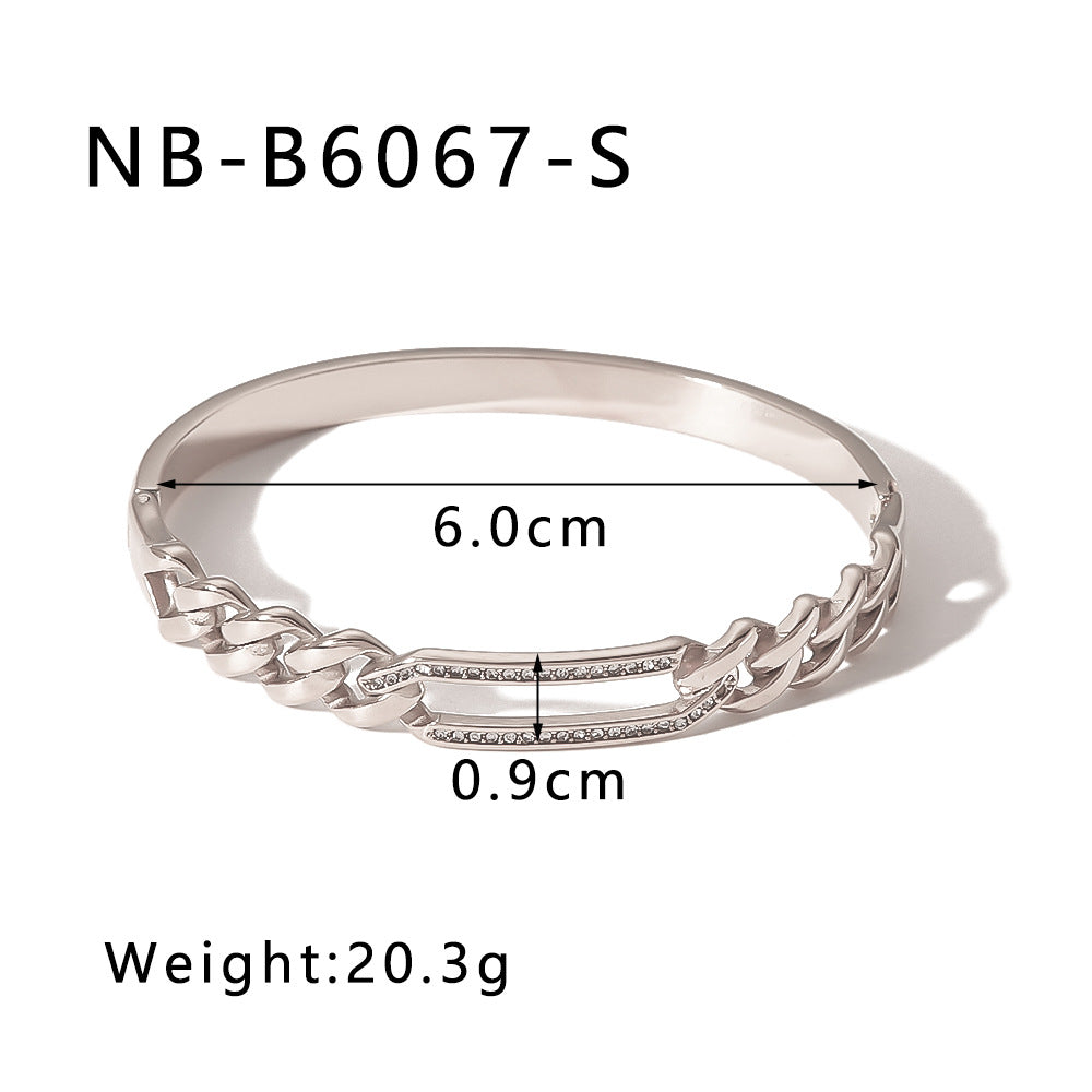 Texture tordue Rectangular Hollow en acier inoxydable 18k bracelet pour femmes plaquées or