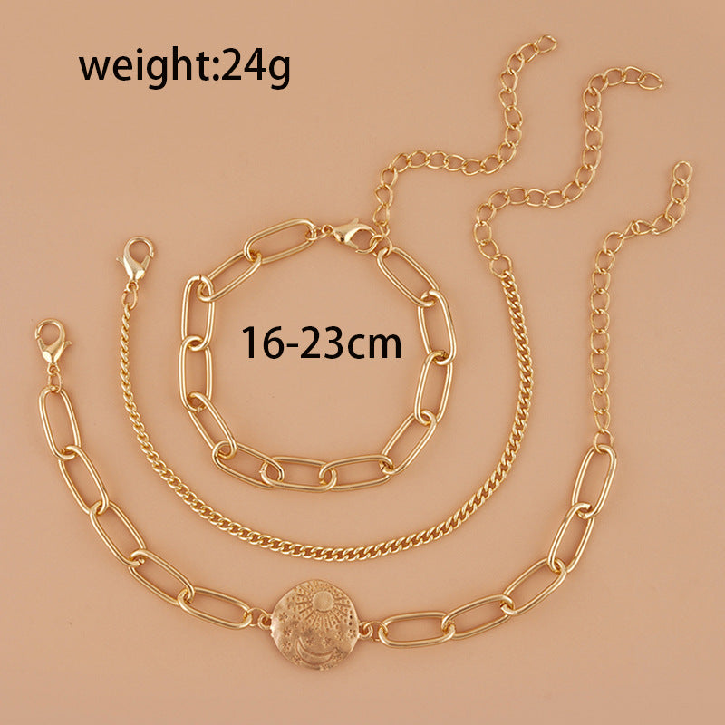 Sun XINGX Chunky Chain Necklace Three-piece Set For Women