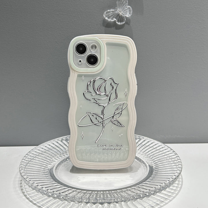 Case de teléfono transparente Rose Case suave de silicona de gran oleada todo incluido
